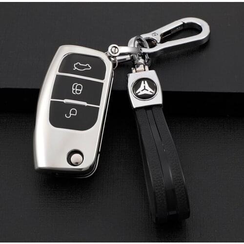 For Ford Focus Fiesta Mondeo Galaxy Falcon Territory Ecosport Car TPU Folding Key Cover Bag Shell Case Keychain Protector