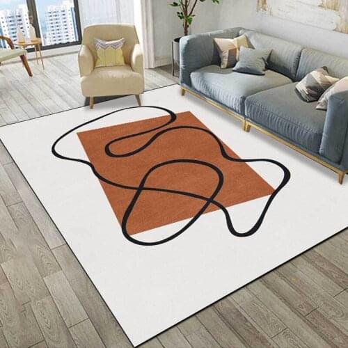 Modern Simple Soft Shaggy Carpet and Rug Morandi Striped Print Living Room Sofa Table Non-Slip Floor Mat Bedroom Bathroom Tapete