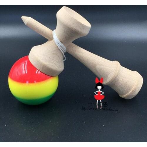TWB retail rainbow kendama rasta three colors for adult pu paint glassy paint