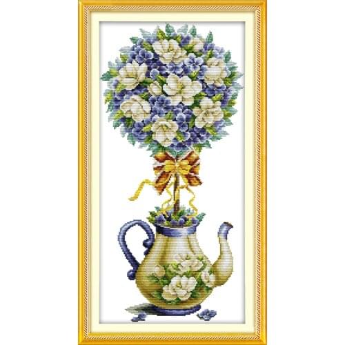 Everlasting Love Christmas Magnolia Teapot Chinese Cross Stitch Kits Ecological Cotton Stamped 11 14CT New Store Sales Promotion