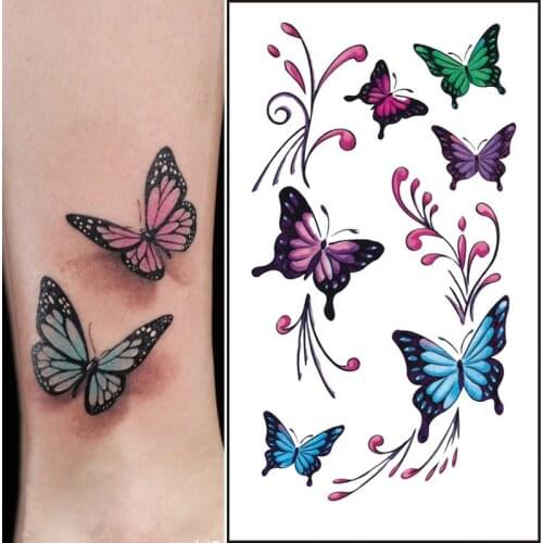Temporary Tattoo Stickers English Word Black Butterfly Letters Feather Body Art Tattoos Stickers Waterproof Temporary Tattoos