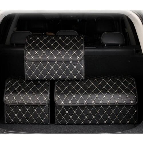 55x30x30cm Car Trunk Storage Box Large Capacity Foldable Car Storage Bag Leather Finishing Box Organizer Trunk Stowing Carefully