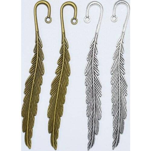 300 PCS DIY Silver And Bronze Tone Feather Bookmarks Jewelry Making Findings 11.5 cm (4.53 inch) And 8 cm (3.15 inch) Lenght