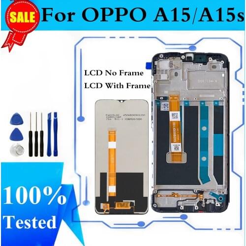 LCD For OPPO A15 LCD Display Screen Touch Digitizer Assembly With Frame For OPPO A15S CPH2185 Display Spare Replacement