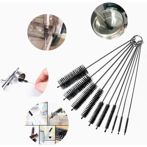 10Pcs/set Nylon Brush Spiral Soft Hair Brushes Multifunctional Tool for Cleaning Glass Tube Straws Bottle Jewelry Clean Supplies