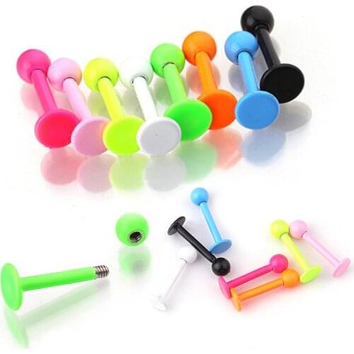 10Pcs/lot Mixed Colors Stainless Steel Labret Ring Lip Studs Ear Cartilage Helix Piercing Body Jewelry 3*8mm