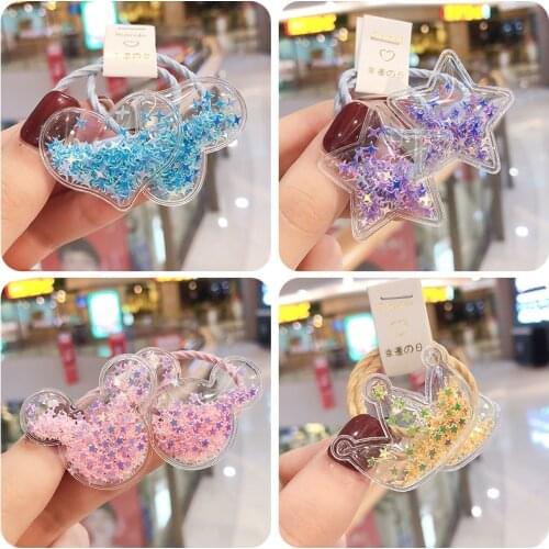 2pc/lot Korean Design Cute Star Heart Crown Elastic Kids Hair Bands Set Ponytail Holder Hair Scrunchies For Women Girl