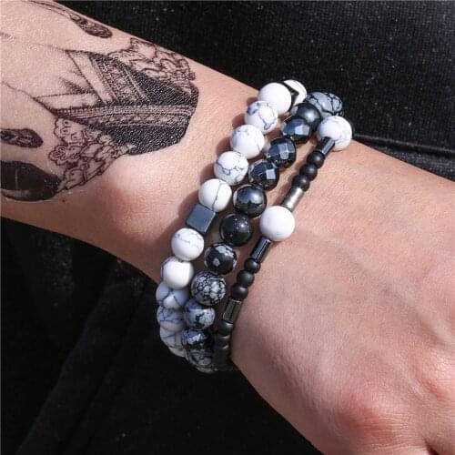 3pcs/set 6mm 8mm bead bracelet elastic rope natural stone beads pulseira mens jewelry accesorios Men armband buddha bracelets