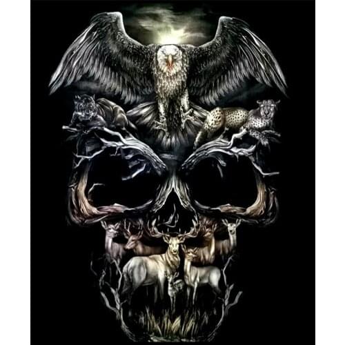 DIY 3D Diamond Embroidery Skull Eagle 5D Cross Stitch Diamond Painting Rhinestone Full Diamond Mosaic Halloween Decoration Gift