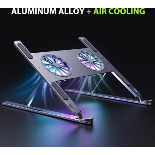 Aluminum Adjustable Laptop Stand Tablet Support Notebook Stand Cooling Fan Base