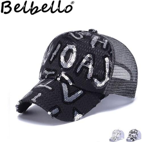 Belbello 2019 Fashionable New style Spring summer trend Sequins Net cap womens Leisure Sunscreen Baseball cap Sunshade hat