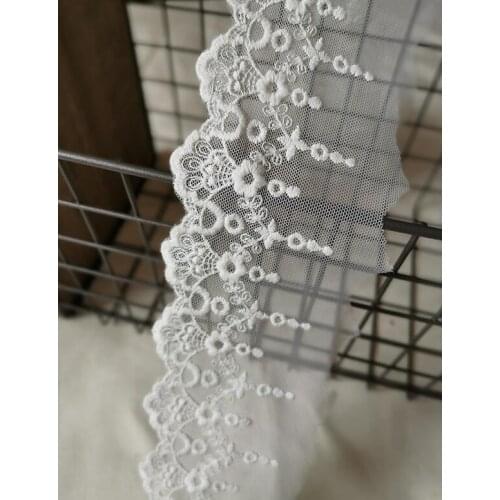 2 Meters Off White Cotton Flower Embroidery Lace Trimmings Lace Fabric Dresses 8cm Width