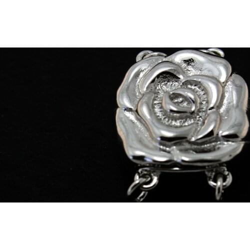 Hot Fashion 925 silver Double flower buckle and 925 sterling silver box clasp 14*18mm BFS027
