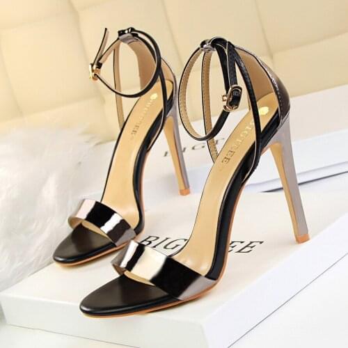 BIGTREE Shoes Pu Leather High Heels 2021 New Women Heels Sexy Stiletto Heels 11 Cm Party Shoes Color Matching Women Sandals