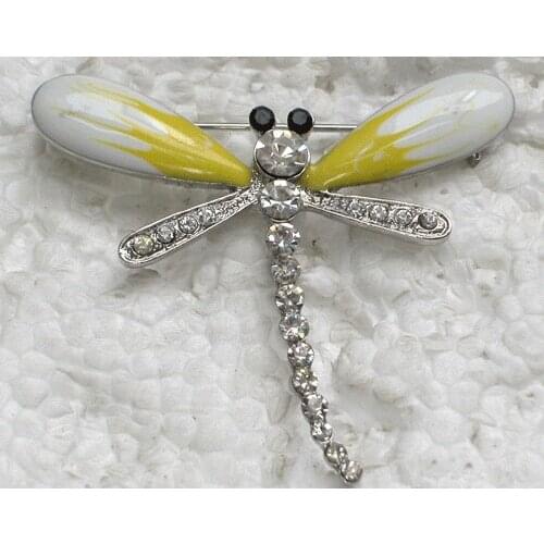 Dragonfly Brooch Clear Rhinestone Enamel Pin brooches C351 A