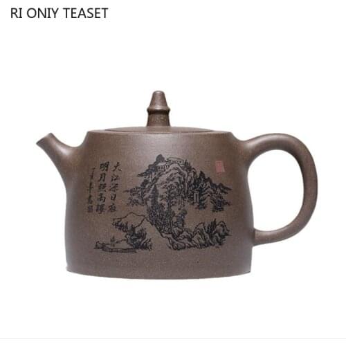 390ml Hand Painted Yixing Purple Clay Teapots Raw Ore Section Mud Retro Tea Pot Home Zisha Filter Kettle Tea Sets Supplies
