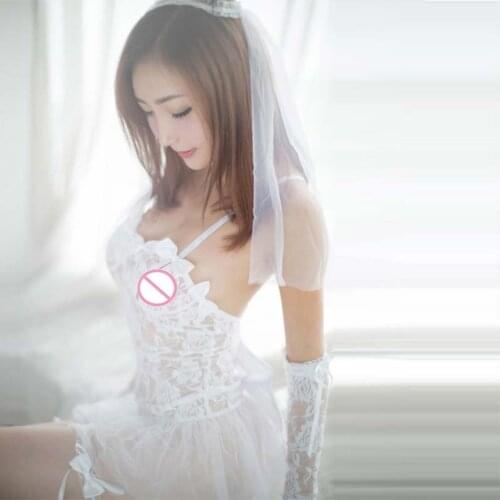 Porn Erotic Lingerie Cosplay Sexy White Bride Wedding Dress Uniform Women Sexy Lingerie Hot Sexy Erotic Costumes Underwear Teddy