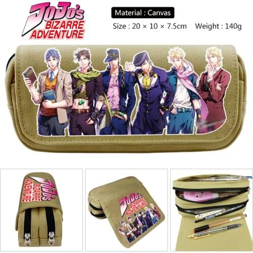Stationery JoJos Bizarre Adventure Cartoon Zipper Pencil Bag Cosmetic Bag Boys Girls Travel Canvas Student Penbag Makeupbag