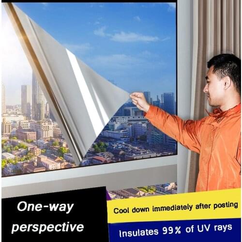 Window One-way Perspective Glass Film Sunscreen Stickers Anti-peeping and Sun-shading Privacy Self-adhesive Full Shading Film