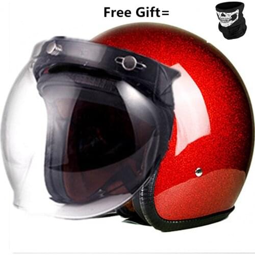 Red shine top quality open face motorcycle helmet visor silver color available vintage helmet windshield shield