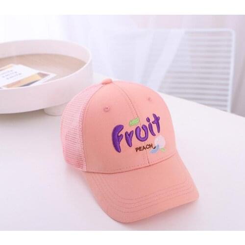 2021 Summer Letter Fruit Mesh Cotton Casquette Baseball Cap Adjustable Snapback Hats for Child Boy and Girl 113