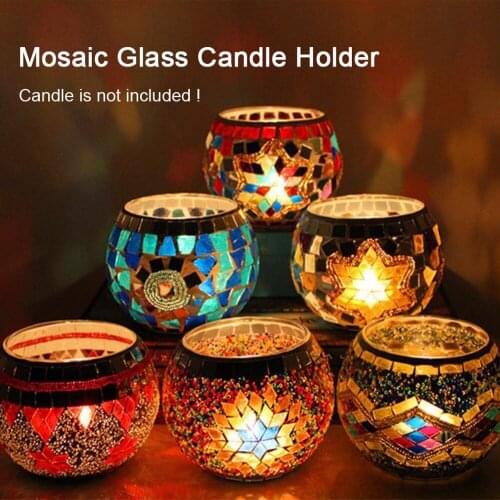 Moroccan Style Candle Holder Handmade Mosaic Romantic Candlelight Dinner Wedding Party Candle Lamp Home Decoration Candelabra