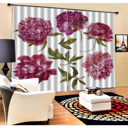 Fashion purple flower curtains Luxury Blackout 3D Window Curtains For Living Room Bedroom Customized size Decoration curtains