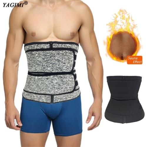 Men Neoprene Sauna Workout Waist Trainer Trimmer Weight Loss Body Shape Sweat Belt with Two Belly Belts Faja Shapewear Fajas