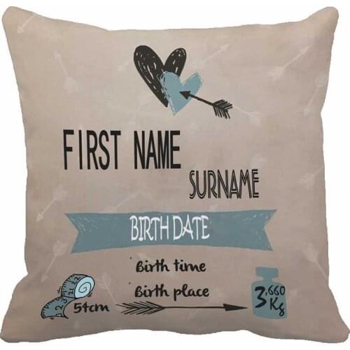 Custom Birth Data Printing Love Heart Boy Throw Pillow Case Decorative Cushion Cover Pillowcase Cute Birthday Gift By Lvsure
