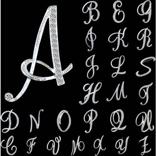 New Rhinestone Brooch Fashion Alphabet Initial A-Z Crystal Pins Christmas New Year Rhinestone Badge For Clothes Hat