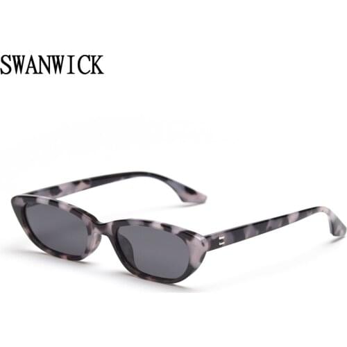 Swanwick vintage polarized sunglasses cat eye eyewear women narrow frame small sun shades tortoise black European Summer UV400
