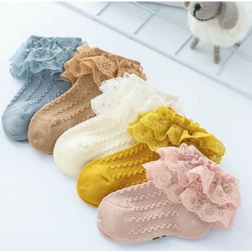 Wholesale Baby Lace Ruffle Socks Newborn Cotton Baby Girls Sock Cute Toddler Socks Princess Style Baby Accessories