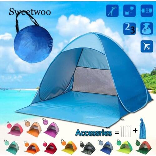 Outdoor Beach Tent Ultralight Folding Tent Pop Up Automatic Open Tent Family Tourist Fish Camping Anti-UV Fully Sun Shade