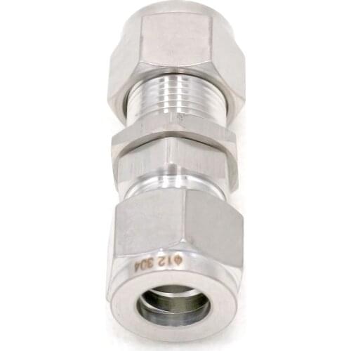 Fit Tube O/D 10mm Bulkhead 304 Stainless Steel Ferrule Pneumatic Air Compression Fitting