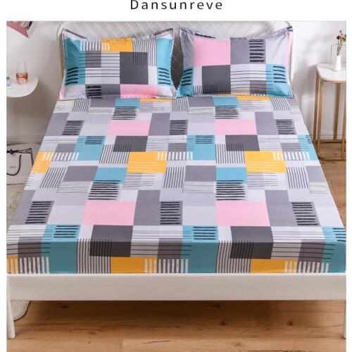SALE Dansunreve 14 Designs Bedsheets Geometric Printed Fitted Sheet With Elastic Cotton Blend Mattress Cover Single Queen King