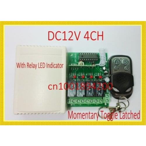 12V 4CH Relay Wireless Remote Control Switch System+LED Indicator Momentary Toggle Latched ON OFF Switch for LED SMD Light Lamp