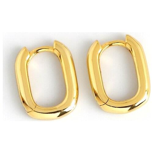 1Pair 925 Sterling Silver Earrings for Women Ear Cuffs Korean Fashion Jewelry Vintage Geometric Oval Hoop Earrings for Teens