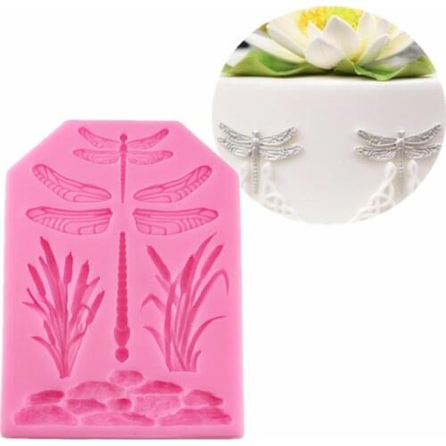 Pop Dragonfly Grass Cake Border Decoration Silicone Mold Fondant Cake Decorating Tools Candy Chocolate Gumpaste Molds H683