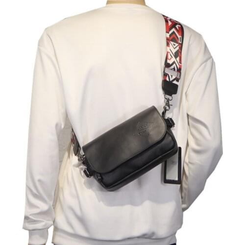 Fashion Men Messenger Bag Phone Pocket Crossbody Bag Leather Shoulder Handbag Multifunctional Male Small Flap Black Sling Bags