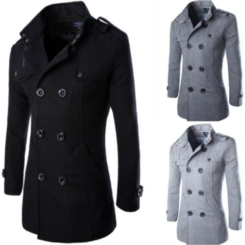 Spring Autumn Winter Mens Warm Overcoat Trench Coat Fashion Outwear Long Stand Collar Jacket 2021 Hot