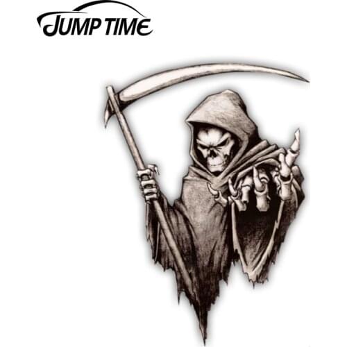 Jump Time 13cm x 13cm Graphic Effects Funny Decal Vinyl grim Reaper Stickers Car Styling Waterproof Laptop Motor Car Accessories