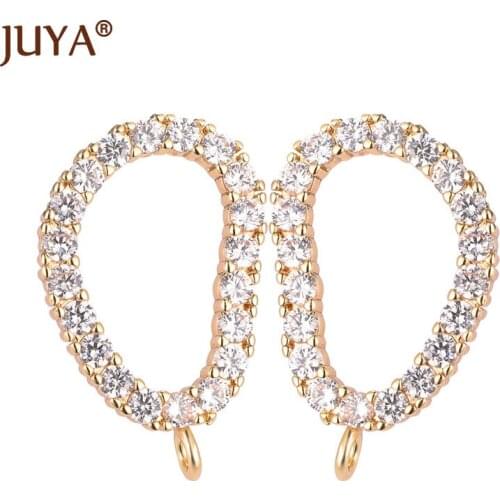 High Quality New Micro Inlaid Zircon Rhinetone Earrings Finding Geometric Earring Hook Handmade DIY Jewelry Supplies