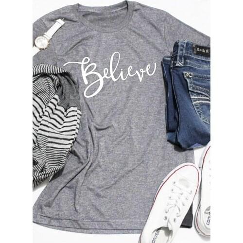 Faith Unisex Fashion T Shirt 90s Girl Gift Summer Tops Slogan Vintage Tumblr T Shirt Believe Short Sleeve O-Neck T-Shirt
