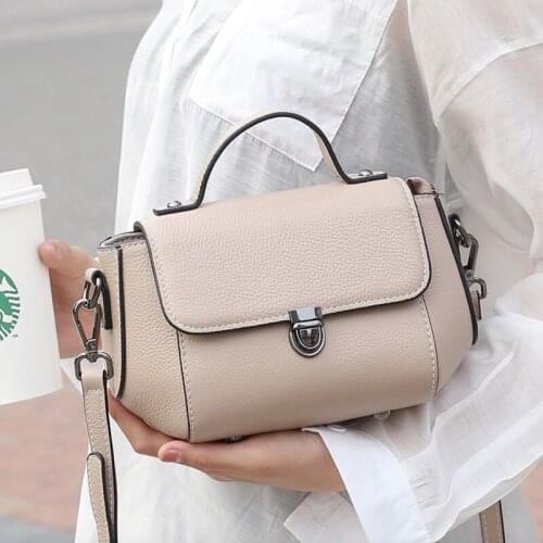 Women Genuine Leather Bag Solid Color Ladies Purse Shoulder Bags Casual Travel School Student Tablet Bags Office Lady Handbag