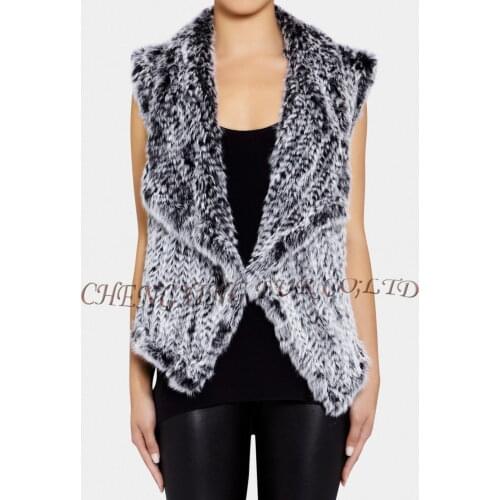 CX-G-B-192B Knitted Real Rabbit Fur Vest Jacket Newest Style