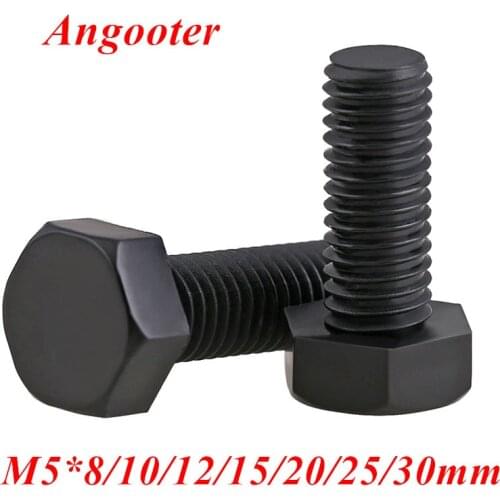 100pcs Thread M5 Nylon Hexagon Head Cap Screw Bolts M5*6/8/10/12/15/20/25/30mm Black Plastic Nylon External Hex Screws Nuts