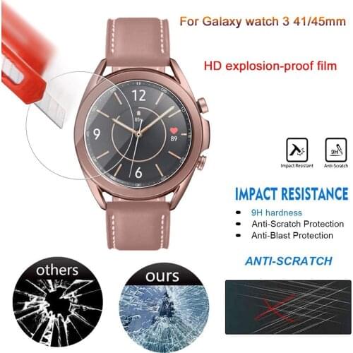 2Pcs Tempered Glass For Samsung Galaxy Watch HD Film For Galaxy watch 3 41mm 45mm Explosion proof screen Protector Film 9H 2.5D