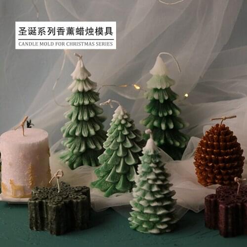 2020 New Christmas Candle Mold Christmas Tree Pine cone Snow snowflake Candle Mold Soap Silicone Mold