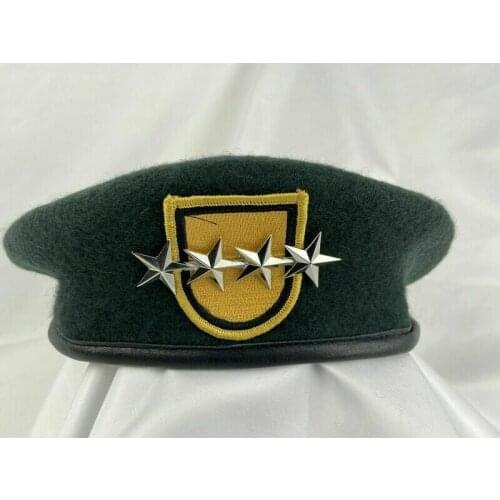 US Army 1th Special Forces Group BLACKISH Green Beret Officer 4 Star General Rank Hat Military Store