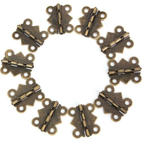 12pcs 4 Holes Bronze Butterfly Hinges Jewelry Gift Wine Box Wood Dollhouse Door Hinge Cabinet Drawer + Srew 20x17mm